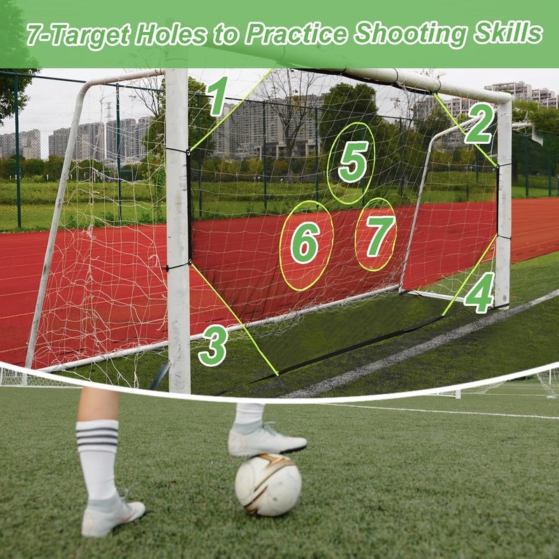 CORECISE Soccer Goal Target Net with 7 Bright Scoring Target Zones,Soccer Shooting Training Aid, Soccer Training Equipment Accessory (Target net only,Soccer Goal Not Included) - Image 4